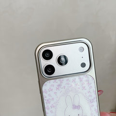 Aesthetic Purple Miffy Floral Case: Shockproof Protective Series for iPhone 13-17 Series | Classic Bunny Flower Design