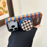 Load image into Gallery viewer, Brown, orange and blue wavy magnetic film phone case