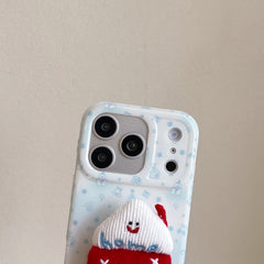 Blue-tinted winter snowman house phone case