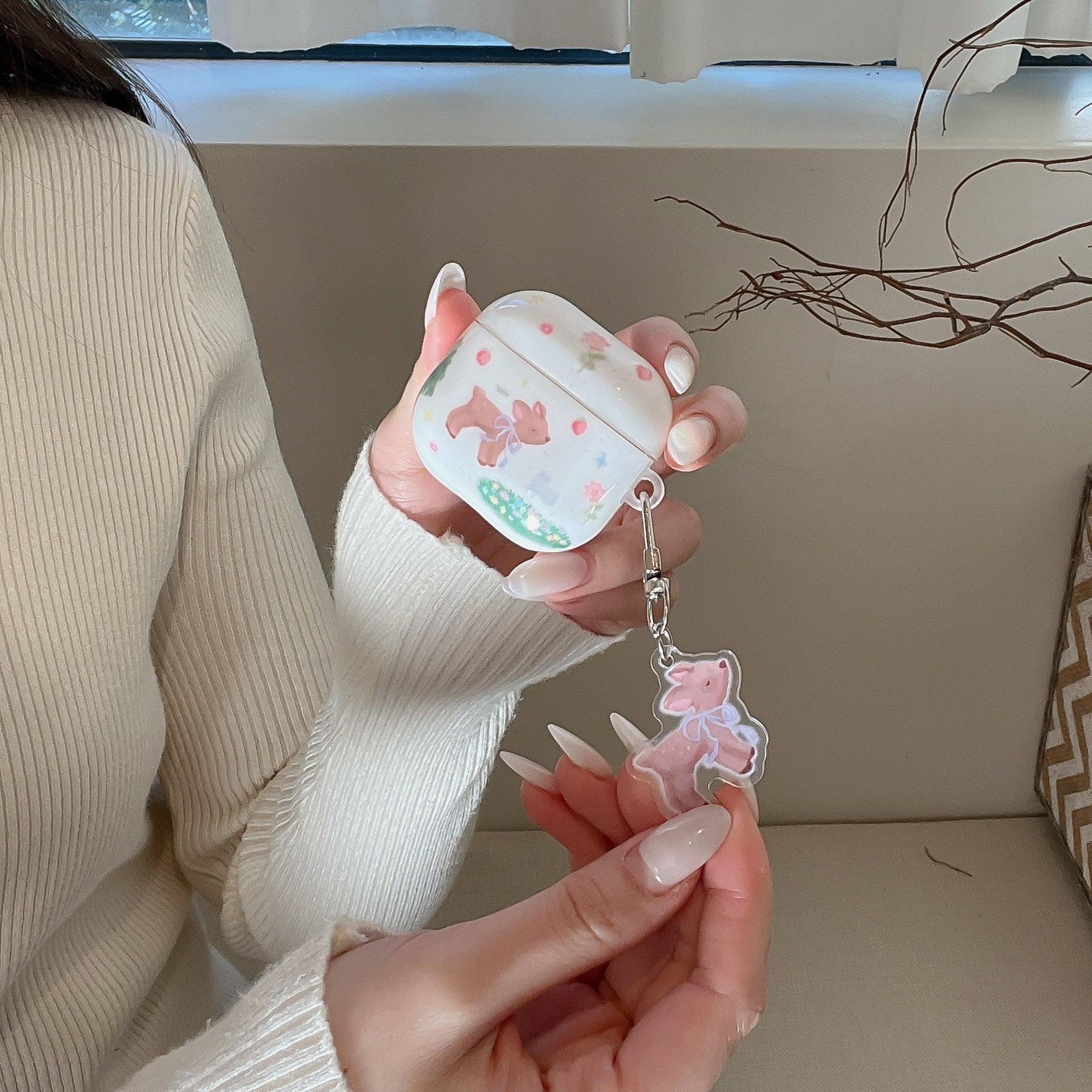 Cartoon graffiti flower deer earphone cover