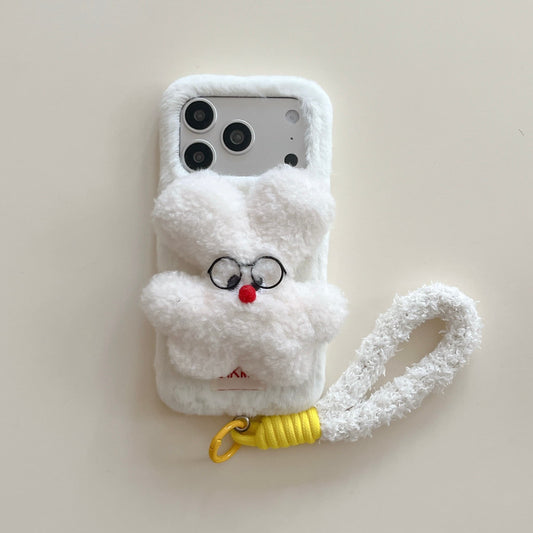 Rabbit fur glasses and rabbit phone case