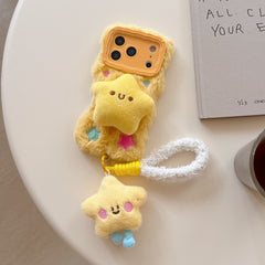 Cartoon plush 3D yellow star phone case