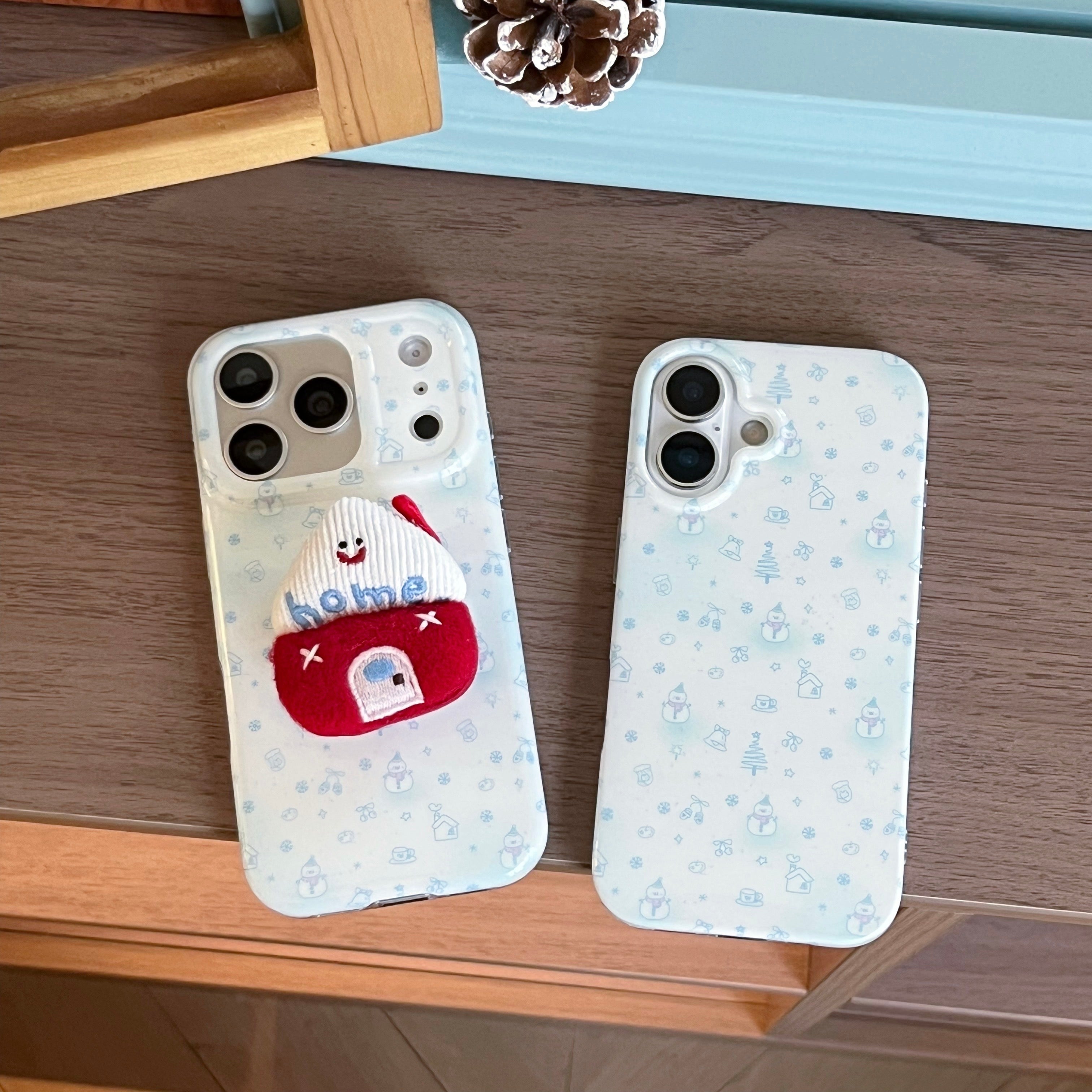 Blue-tinted winter snowman house phone case