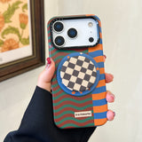 Load image into Gallery viewer, Brown, orange and blue wavy magnetic film phone case