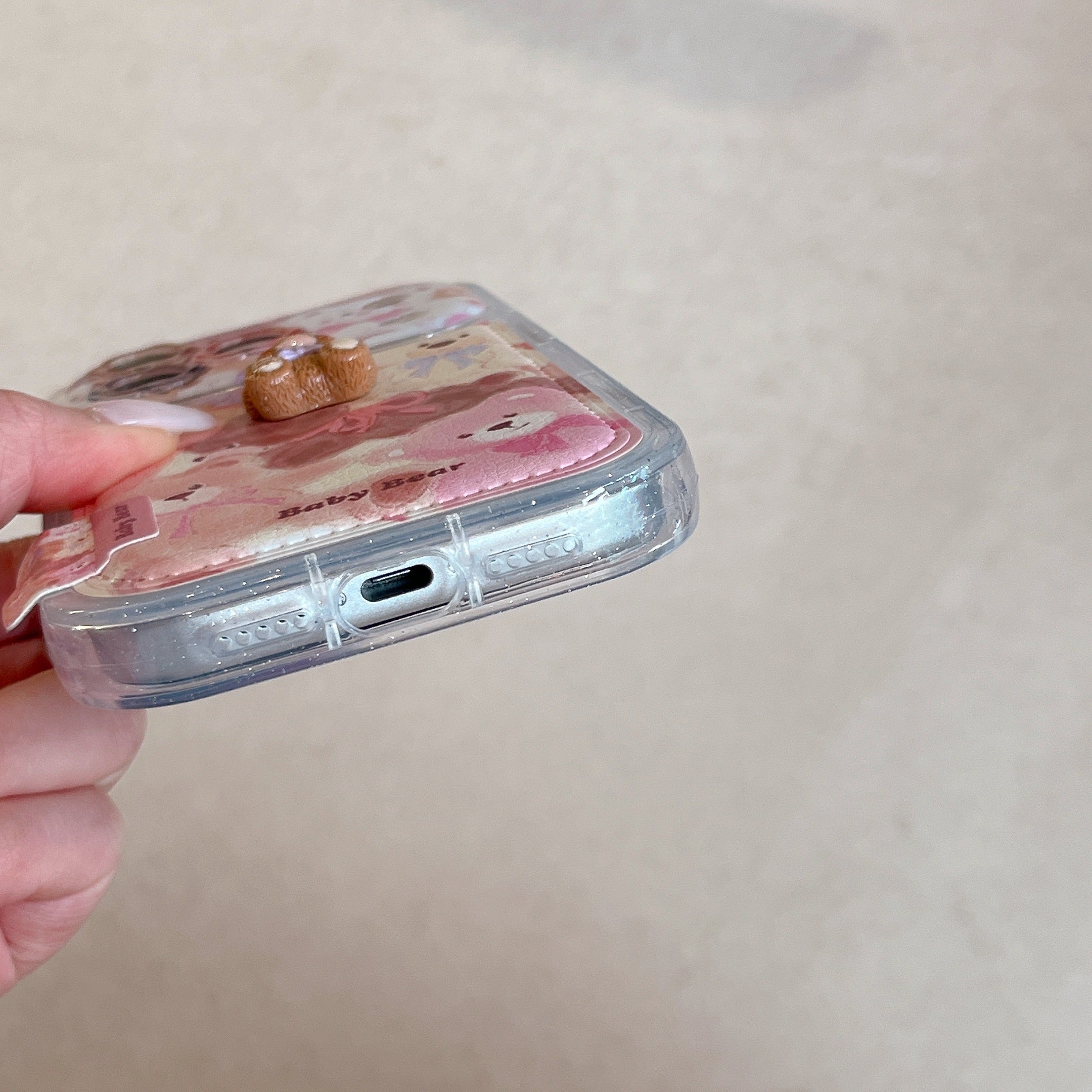 Oil painting graffiti 3D bear and flower phone case