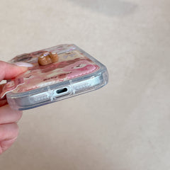 Oil painting graffiti 3D bear and flower phone case