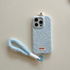 Two-tone corduroy bear and rabbit head phone case