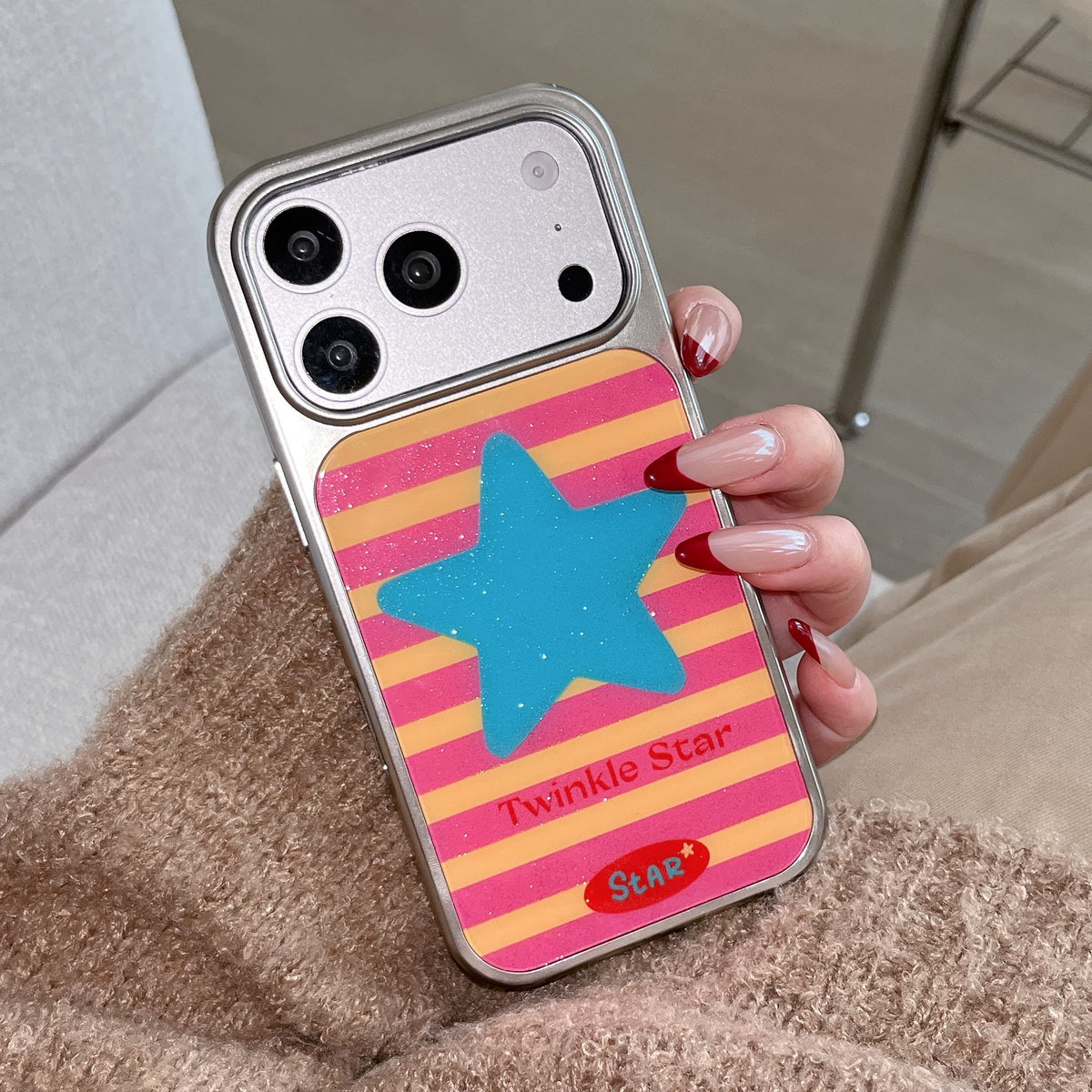 Pastel Striped Star Case: 360° Protective Shockproof Series for iPhone 13-17 Series | Aesthetic Retro Design