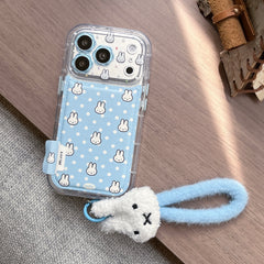 Blue and white polka dot Miffy rabbit phone case