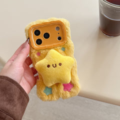 Cartoon plush 3D yellow star phone case