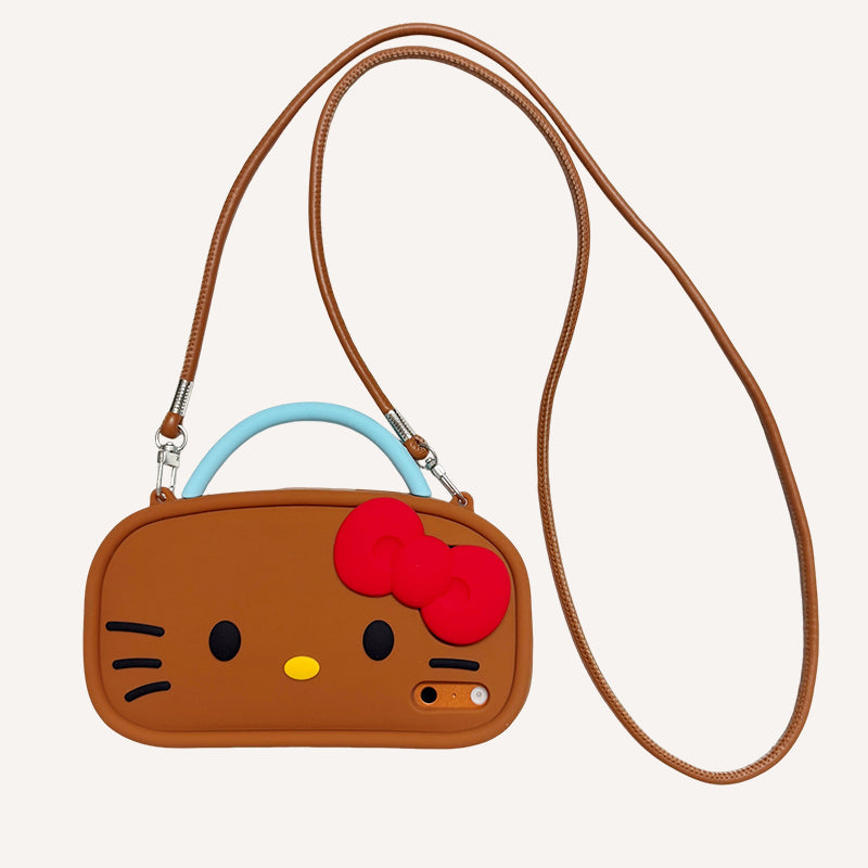 Kitty double-strap cross-body silicone phone case for Apple phones