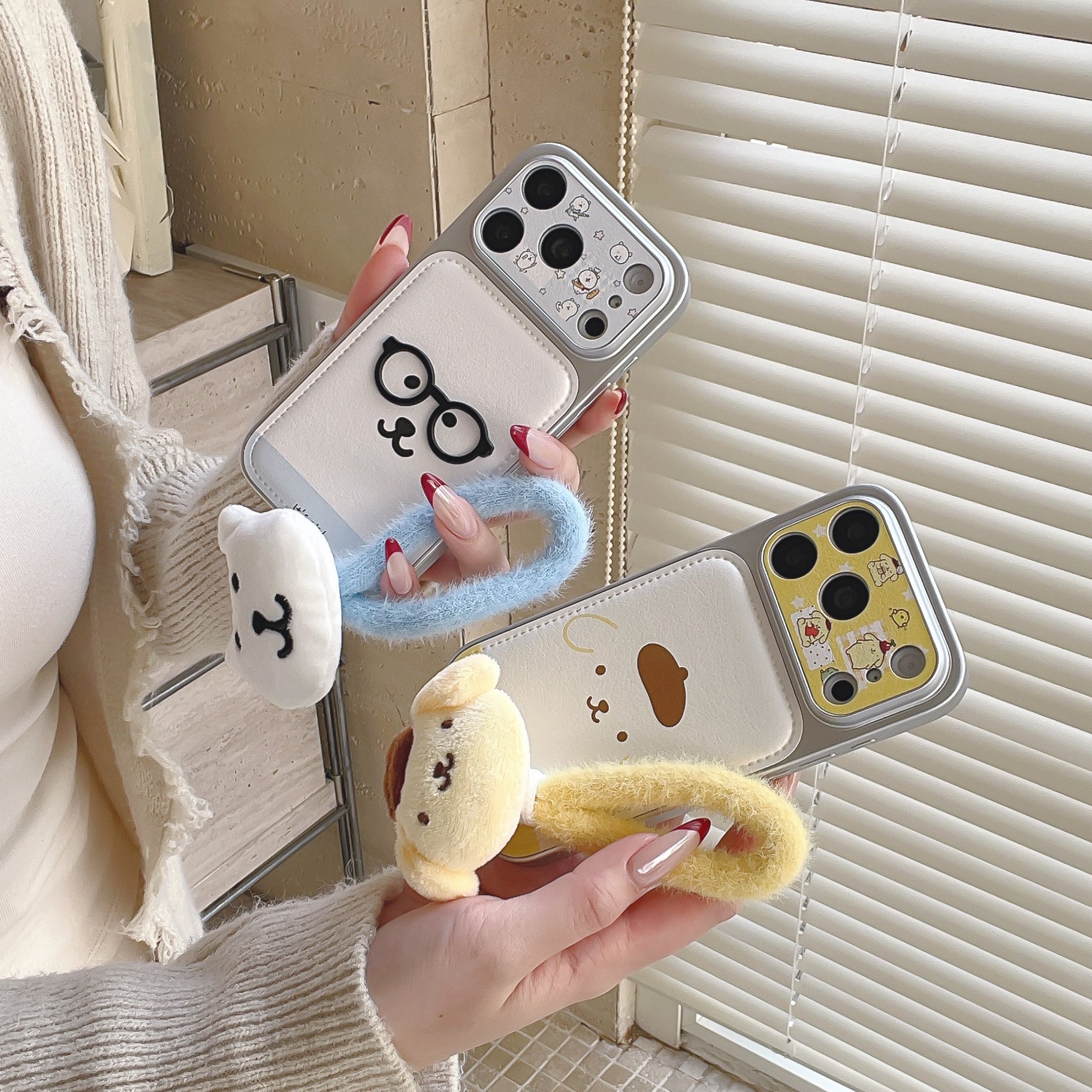 Cute Cartoon Chiikawa & Pompompurin Phone Case for iPhone 13-17 Pro Max