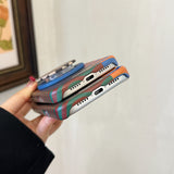 Load image into Gallery viewer, Brown, orange and blue wavy magnetic film phone case