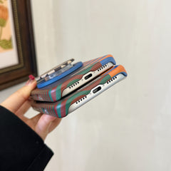 Brown, orange and blue wavy magnetic film phone case