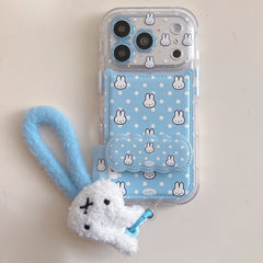 Blue and white polka dot Miffy rabbit phone case