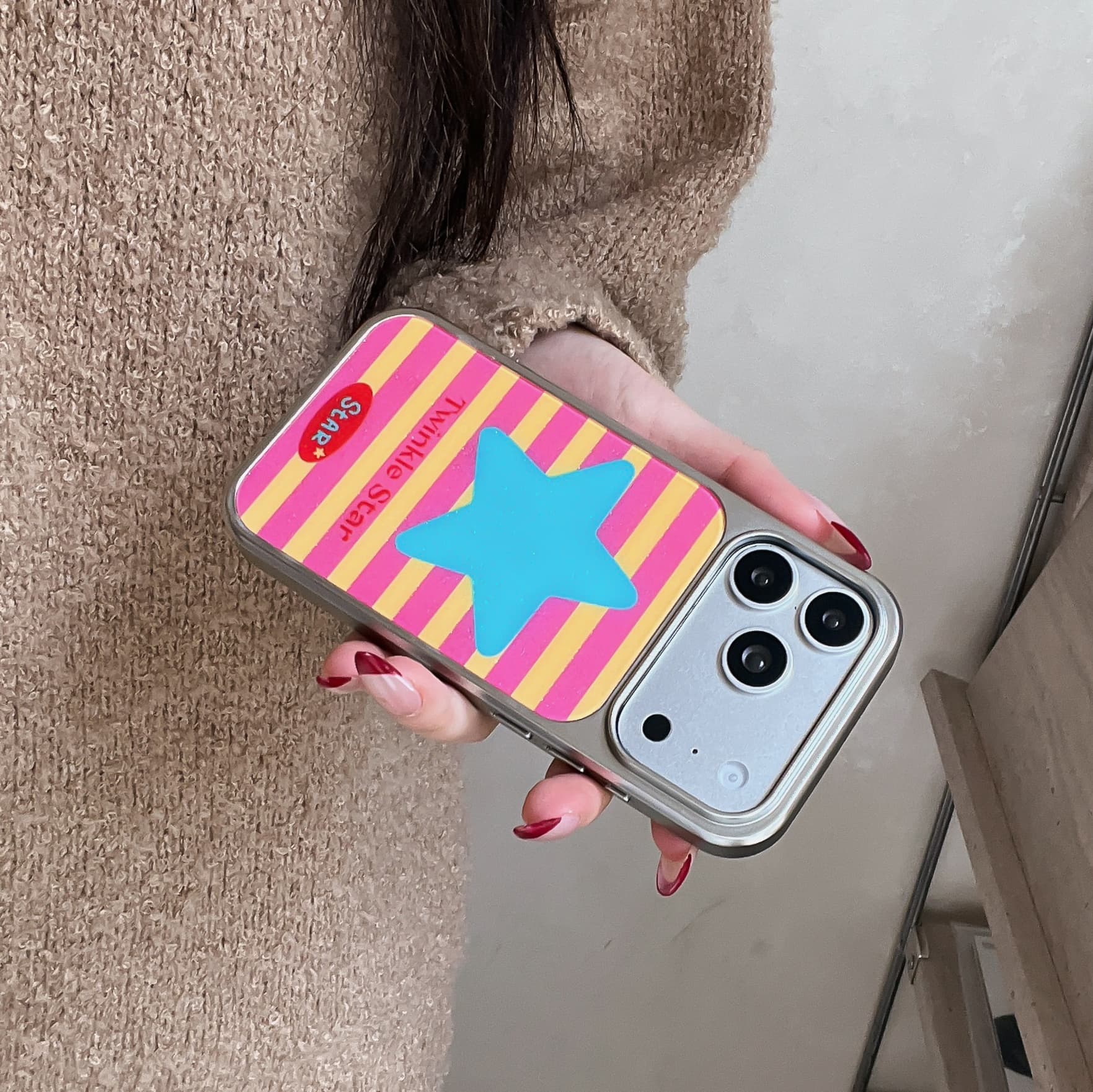 Pastel Striped Star Case: 360° Protective Shockproof Series for iPhone 13-17 Series | Aesthetic Retro Design