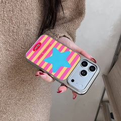 Pastel Striped Star Case: 360° Protective Shockproof Series for iPhone 13-17 Series | Aesthetic Retro Design