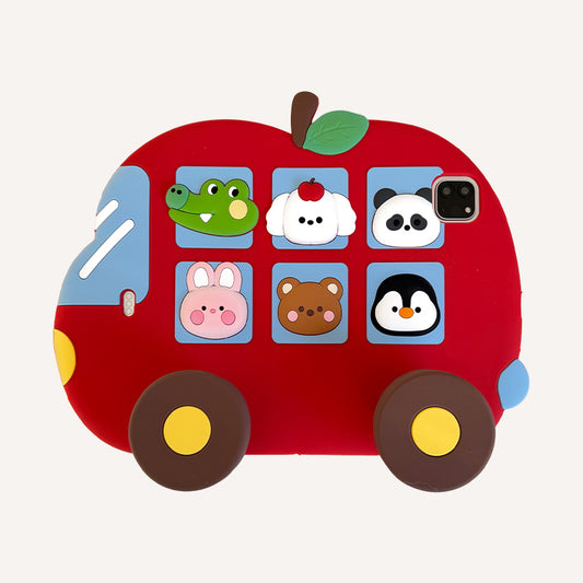 Cartoon car-shaped silicone protective case for iPad tablets