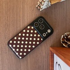 Burgundy polka dot + dog-shaped stand with large window phone case