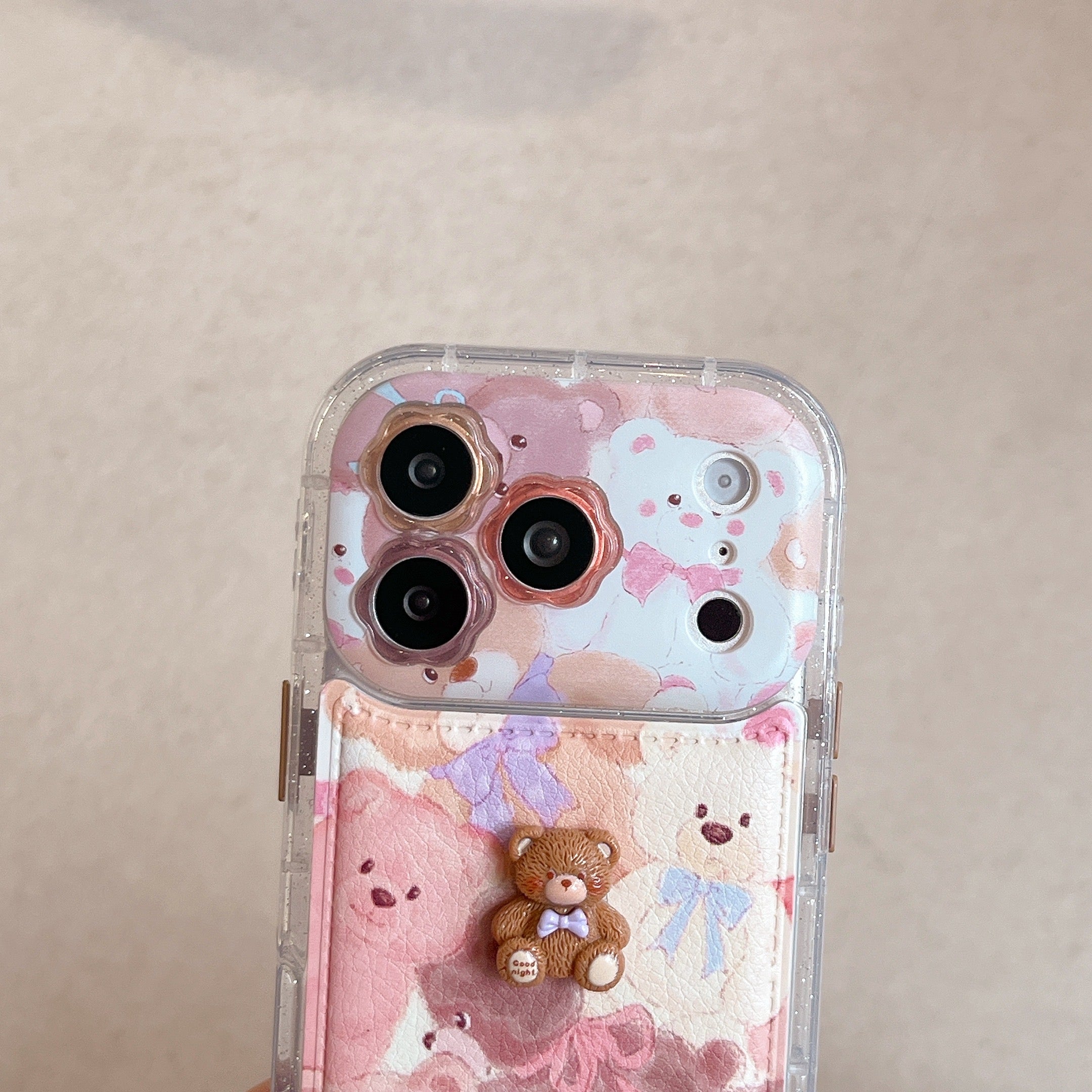 Oil painting graffiti 3D bear and flower phone case