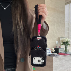 Rabbit fur glasses and rabbit phone case