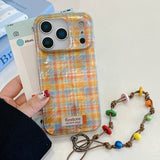 Load image into Gallery viewer, Purple and green checkered phone case with charm