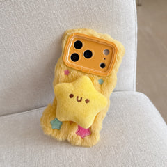 Cartoon plush 3D yellow star phone case