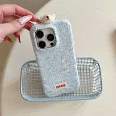 Two-tone corduroy bear and rabbit head phone case