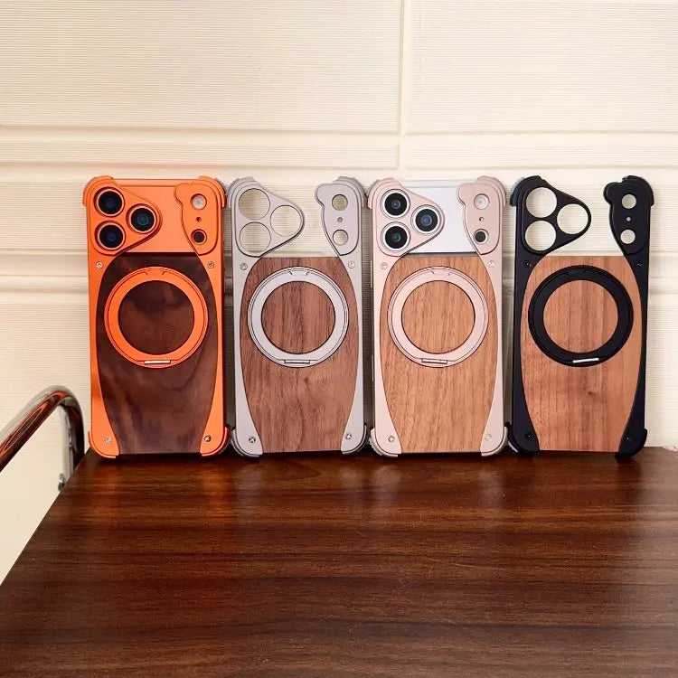 Wood Aluminum Metal Magnetic Case
