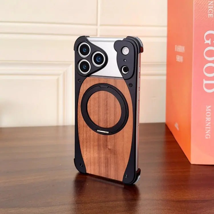 Wood Aluminum Metal Magnetic Case