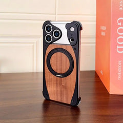 Wood Aluminum Metal Magnetic Case