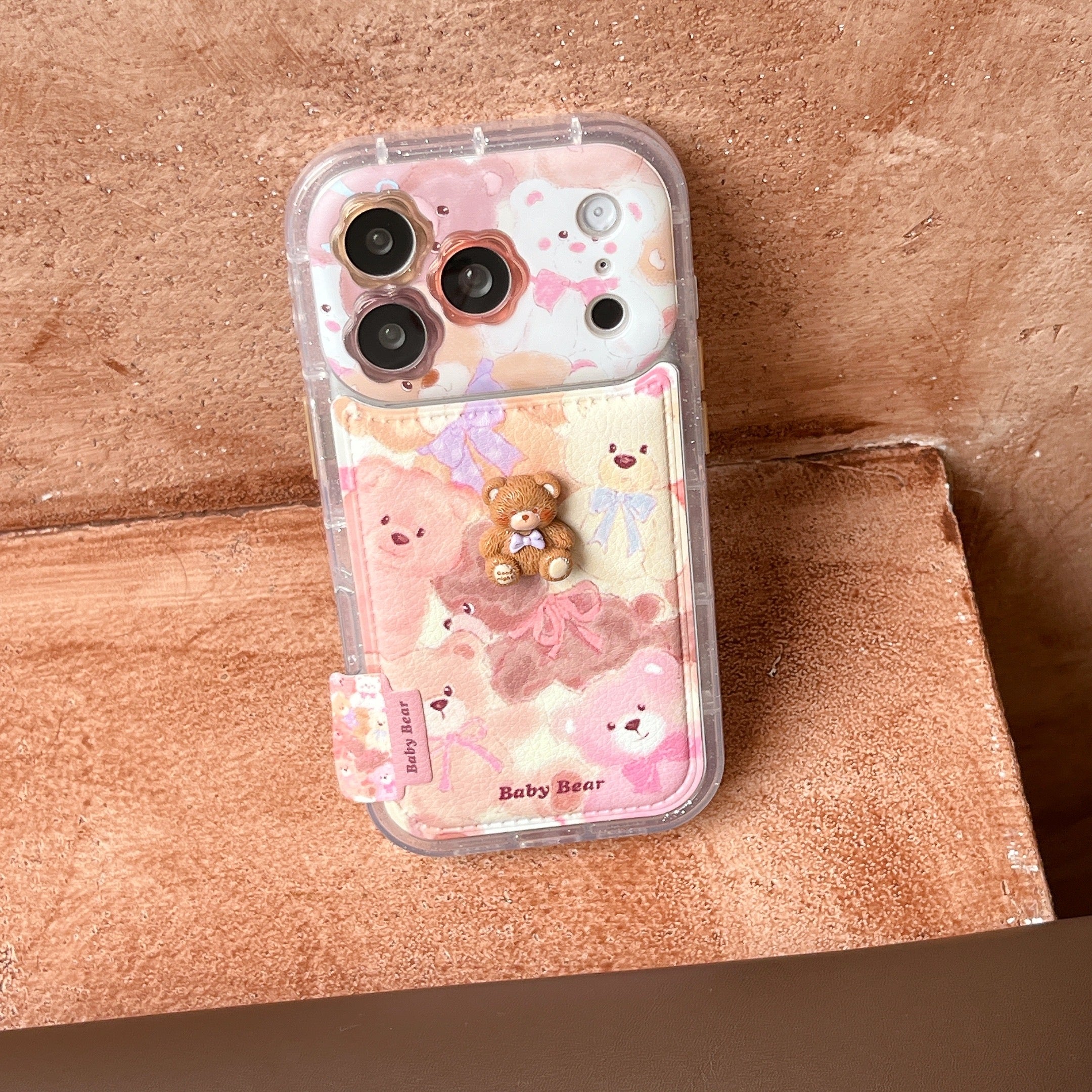 Oil painting graffiti 3D bear and flower phone case
