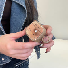 Retro brown Kitty magnetic earphone case