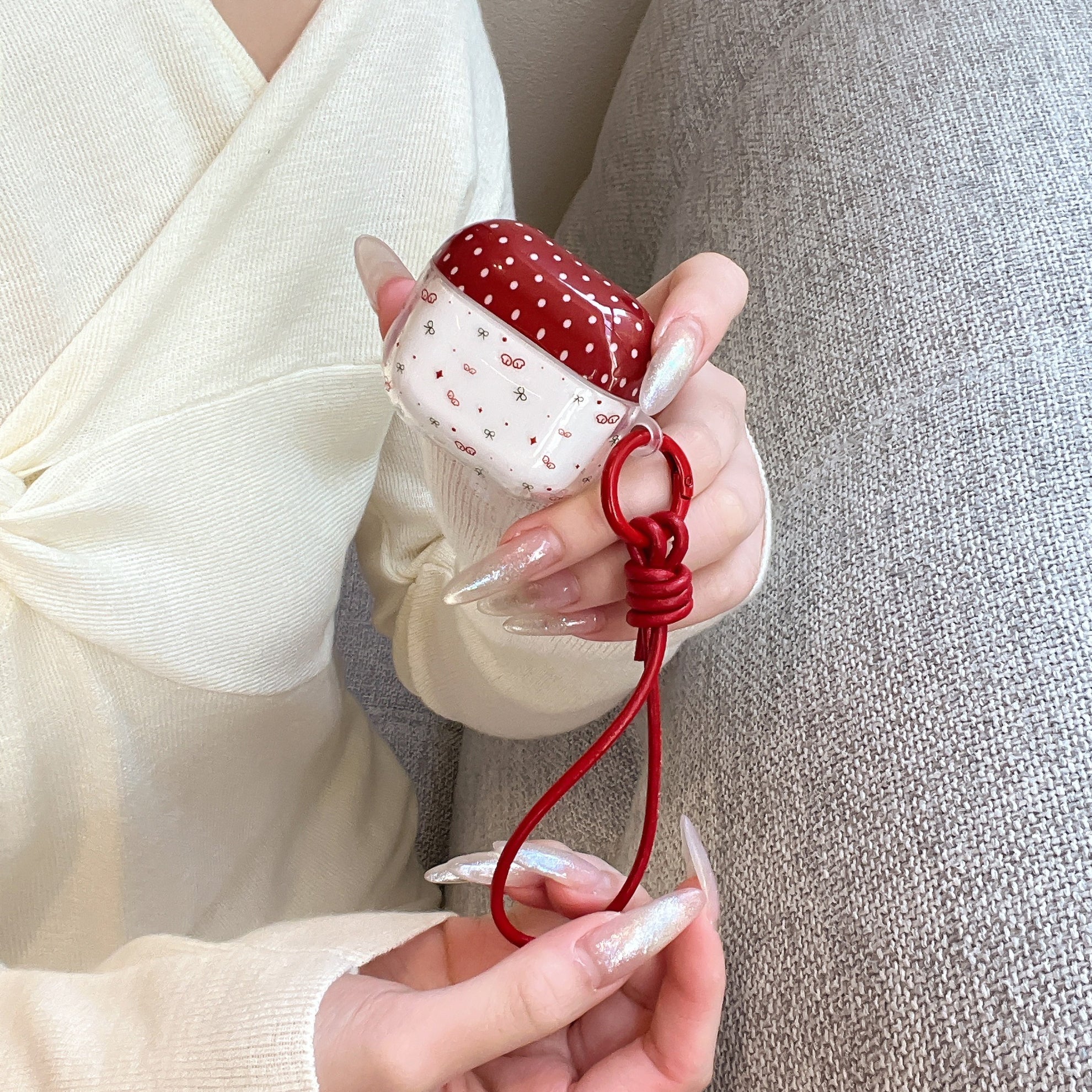 Polka dot bow wings AidPods earphone case
