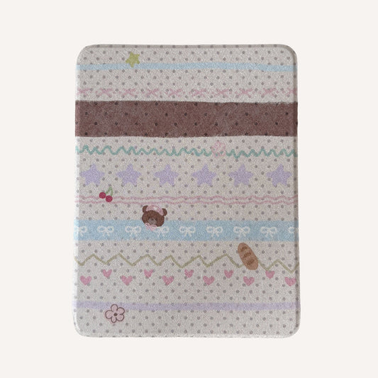 Fair Isle polka dot bear rotating iPad protective case