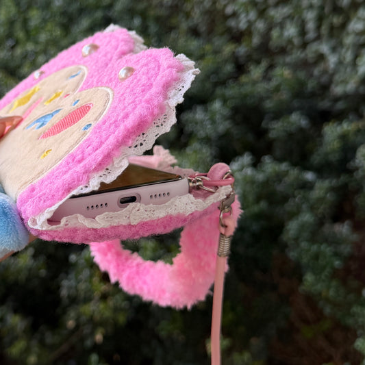 Plush butterfly flip-cover mirror phone case for Apple phones