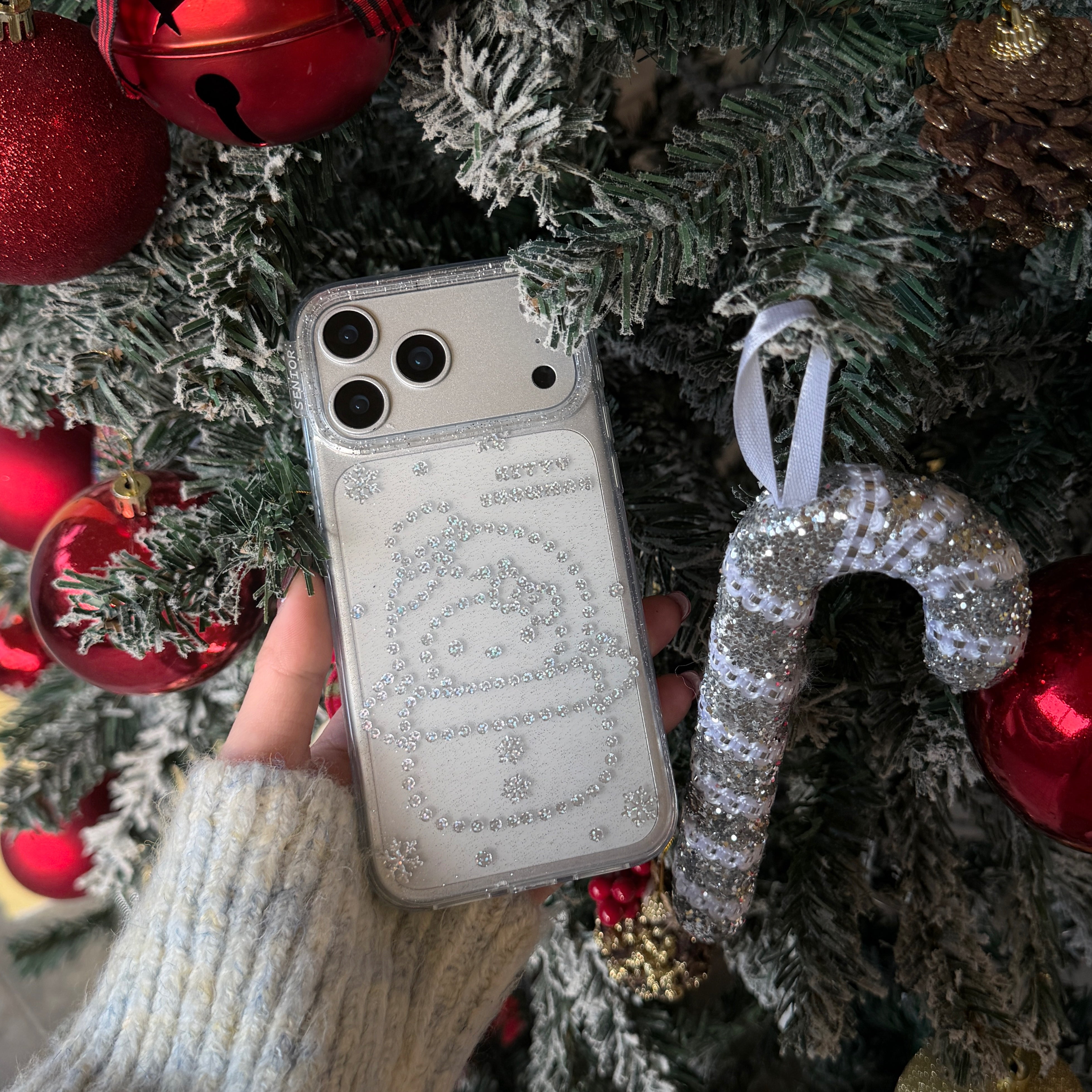 Glittery Snowman Kitty Phone Case