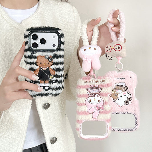 Winter plush kitty phone case