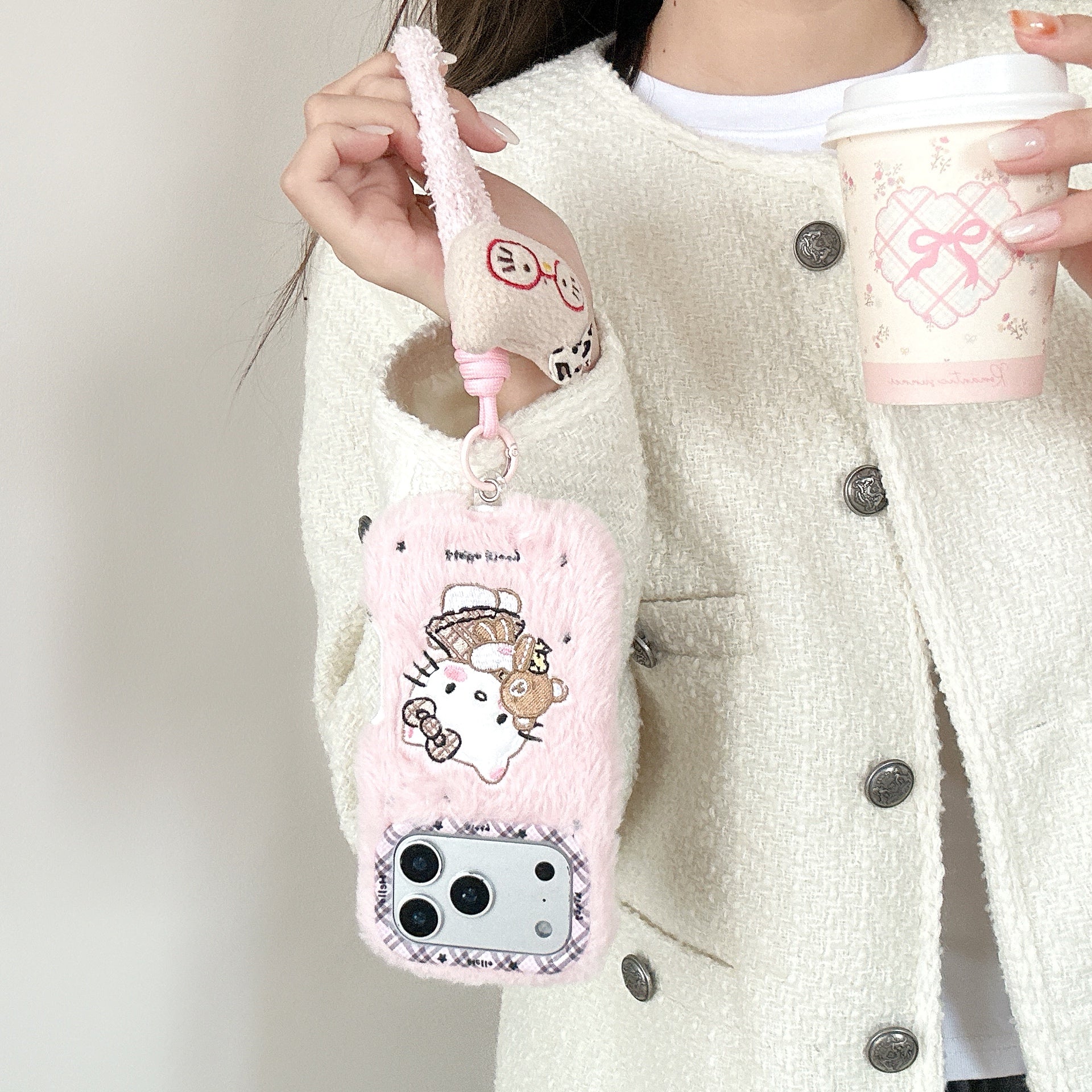 Winter plush kitty phone case