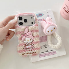 Winter plush kitty phone case