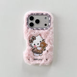 Load image into Gallery viewer, Winter plush kitty phone case
