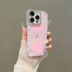 Blue light epoxy diamond colored strawberry phone case