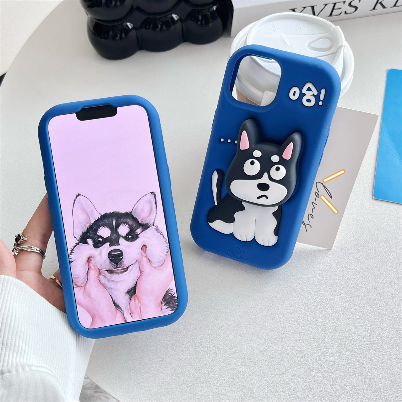 Cute Husky Dog Stand Phone Case