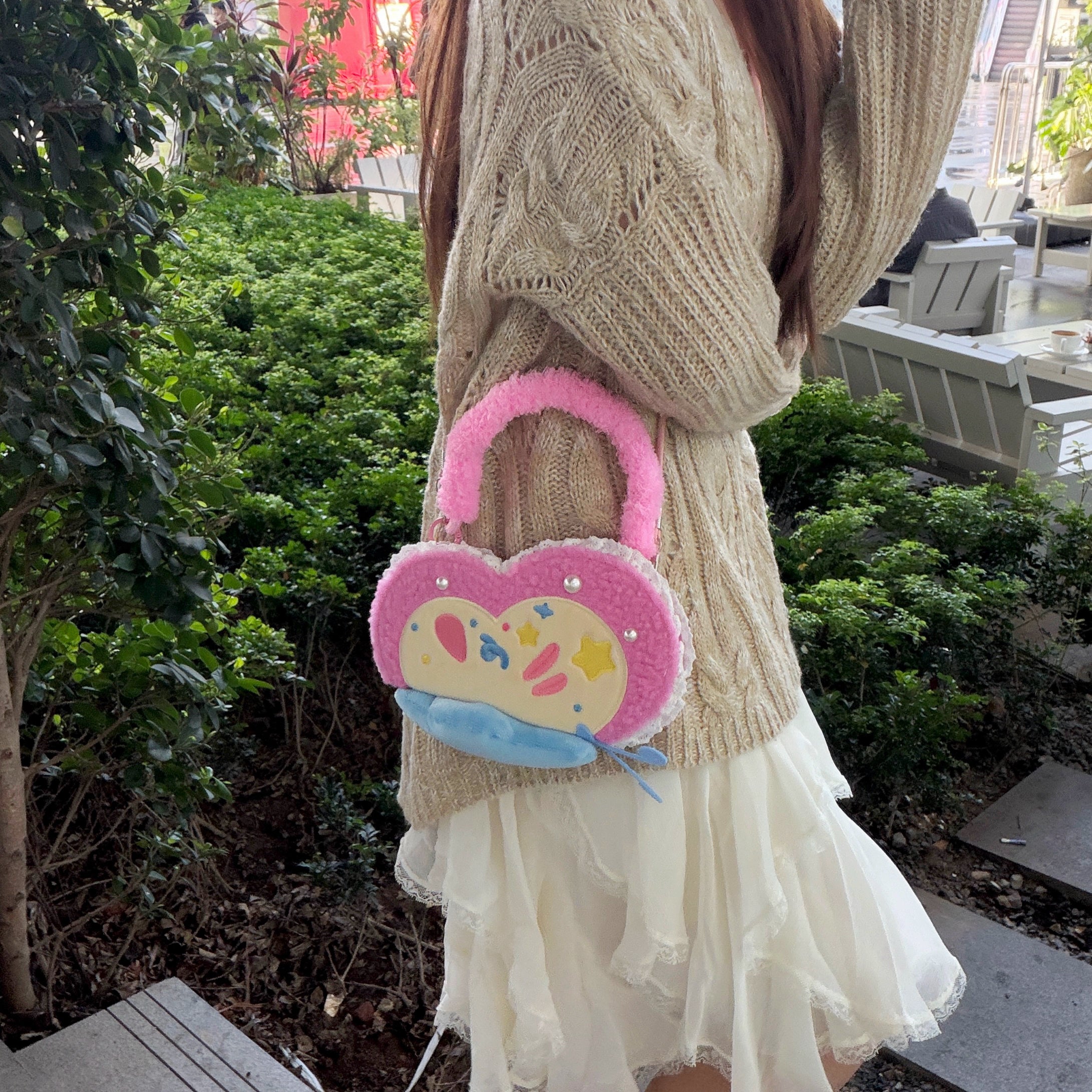 Plush butterfly flip-cover mirror phone case for Apple phones