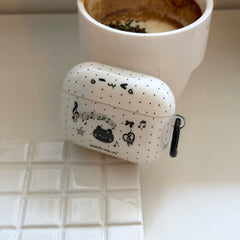 Polka Dot Music Note Kitten AirPods Case - For All AirPods Models