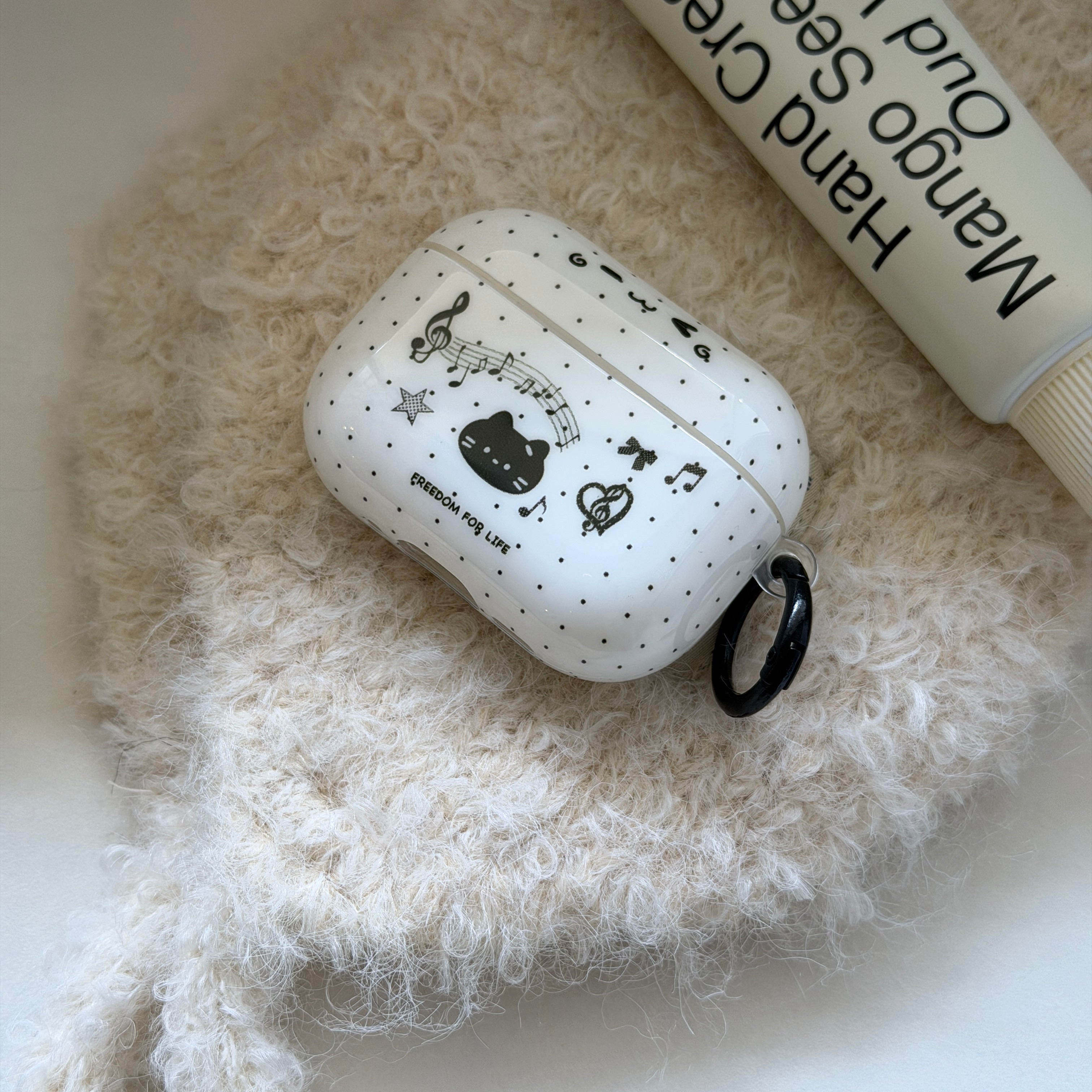 Polka Dot Music Note Kitten AirPods Case - For All AirPods Models