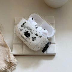 Polka Dot Music Note Kitten AirPods Case - For All AirPods Models