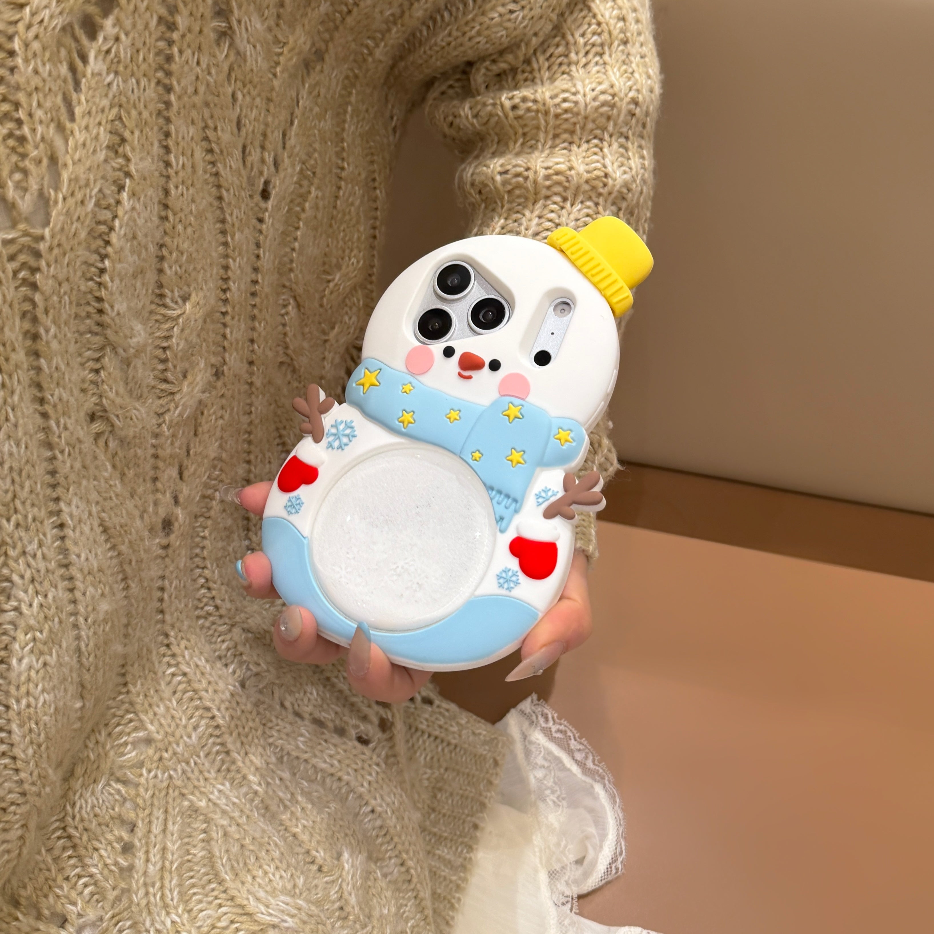The quicksand snowman silicone phone case is suitable for Apple 17 PRO
