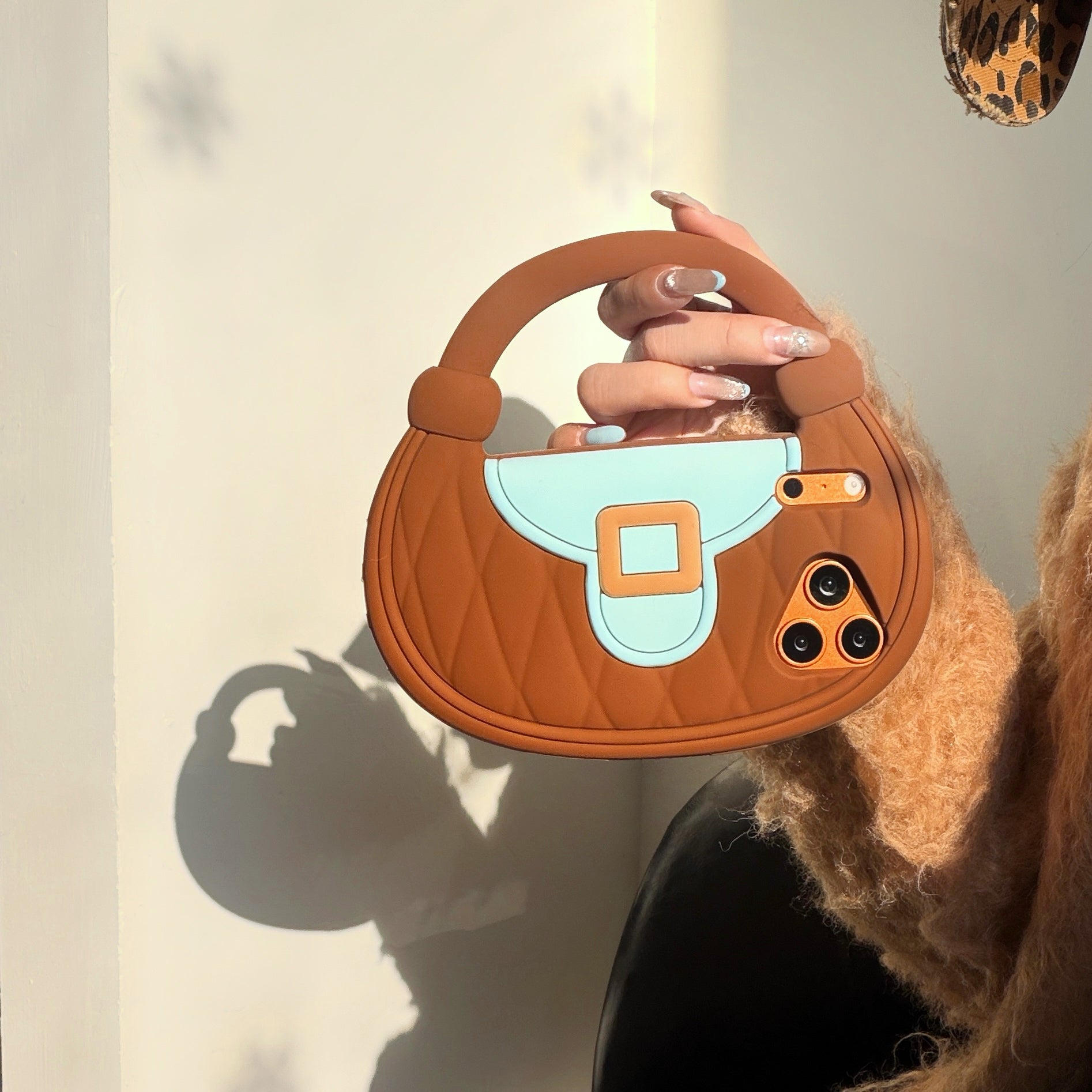 Diamond pattern handbag style silicone phone case for Apple iPhones