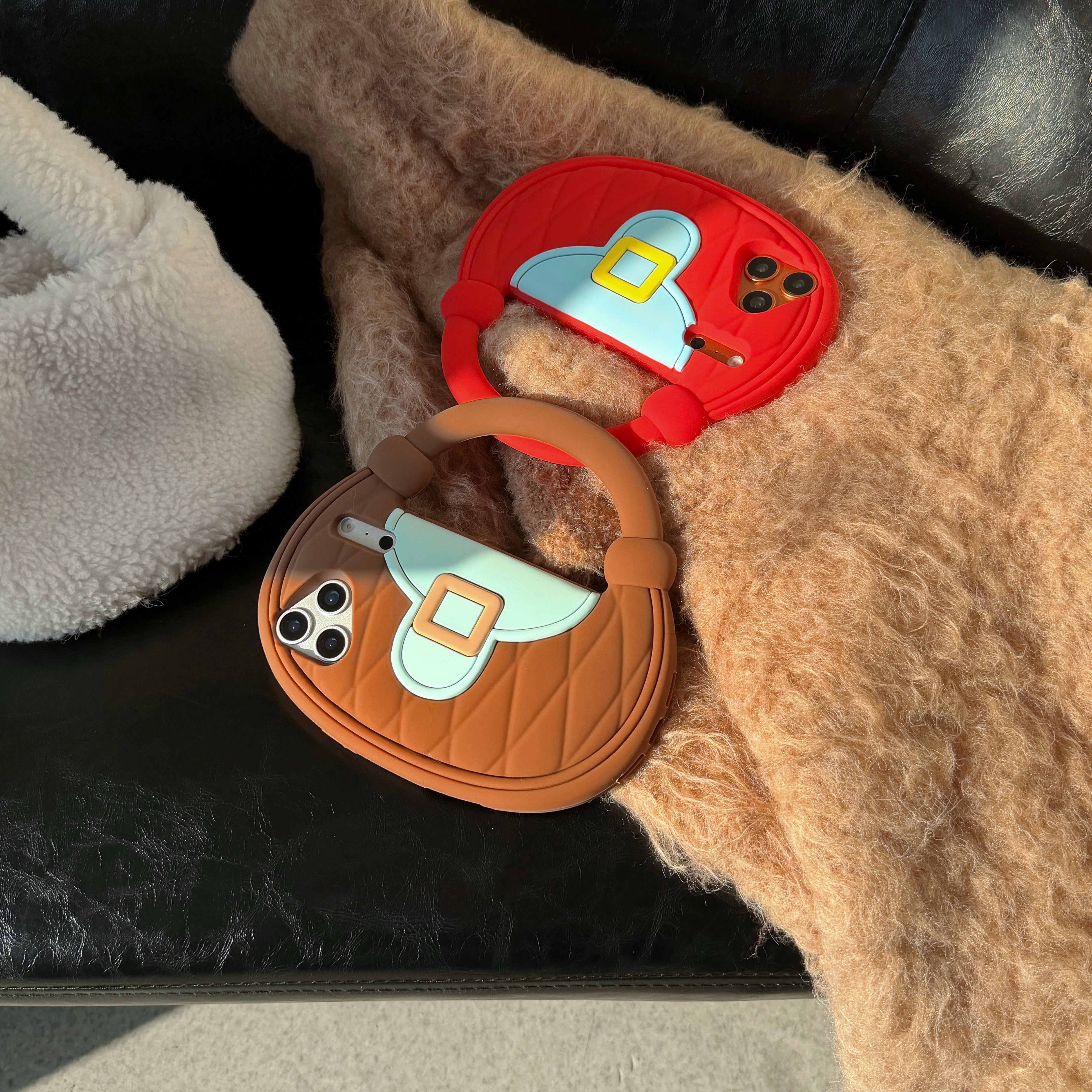 Diamond pattern handbag style silicone phone case for Apple iPhones